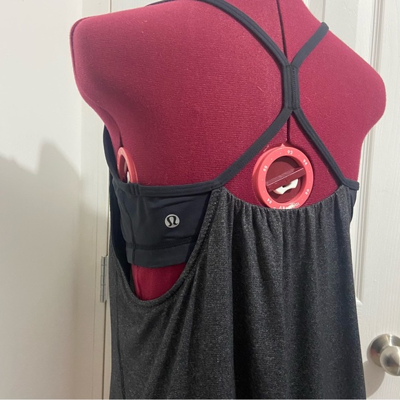 Lululemon women black and grey tone athletic workout top. Size L. Used. - Picture 8 of 11